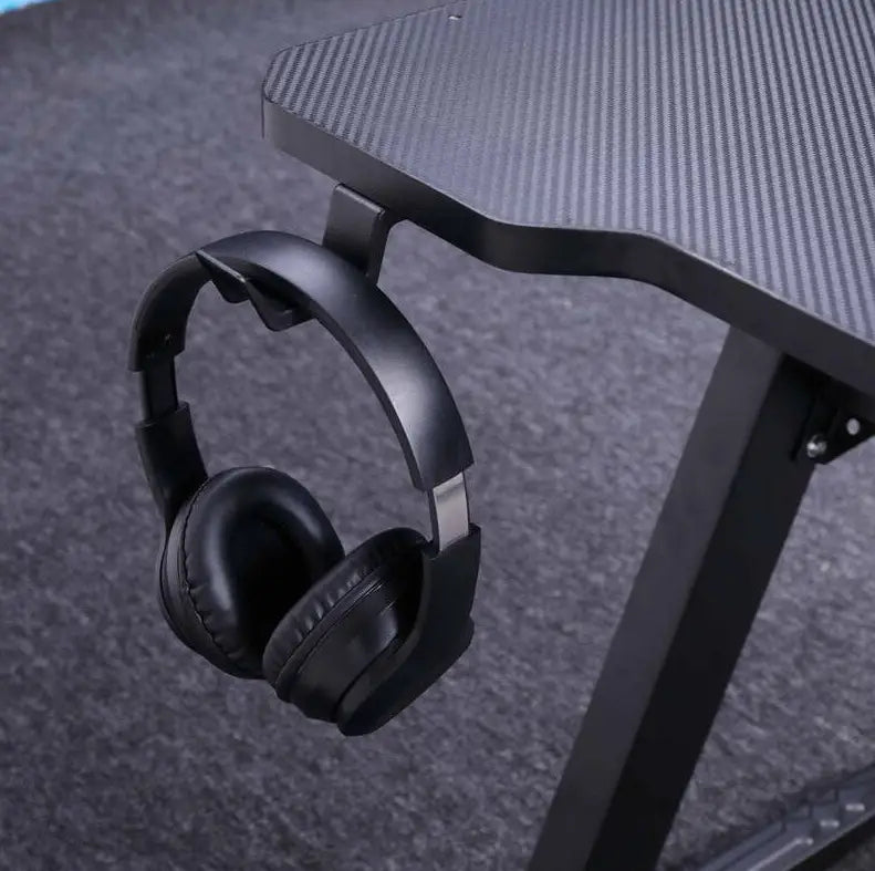Gaming Desk Embeded Carbon Fiber RGB D-Shaped Black-120cm-GCC Home Center