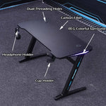 Load image into Gallery viewer, Gaming Desk Embeded Carbon Fiber RGB D-Shaped Black-120cm-GCC Home Center