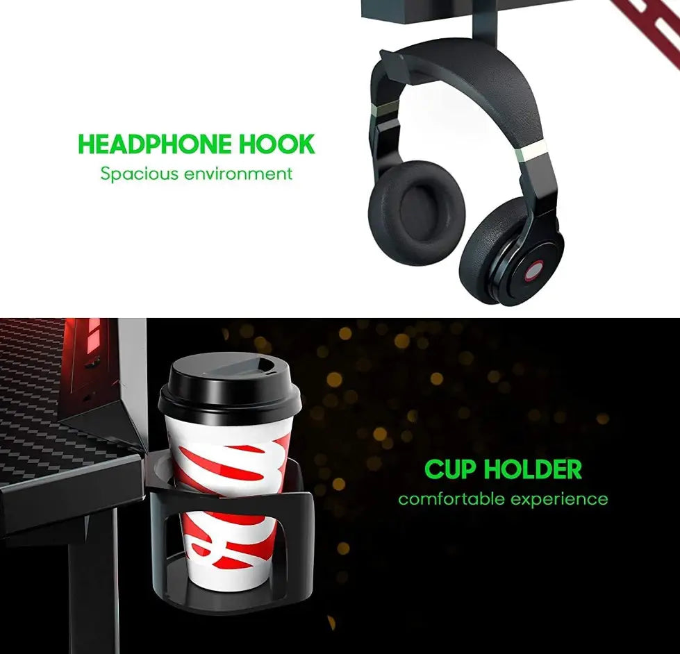 Gaming Desk K-Shaped With RGB Lights - Black 120CM-GCC Home Center