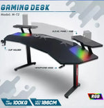 Load image into Gallery viewer, Gaming Desk Table With light, Computer Desk, Cup Holder and Headphone Hook Gamer Workstation Game Table-GCC Home Center
