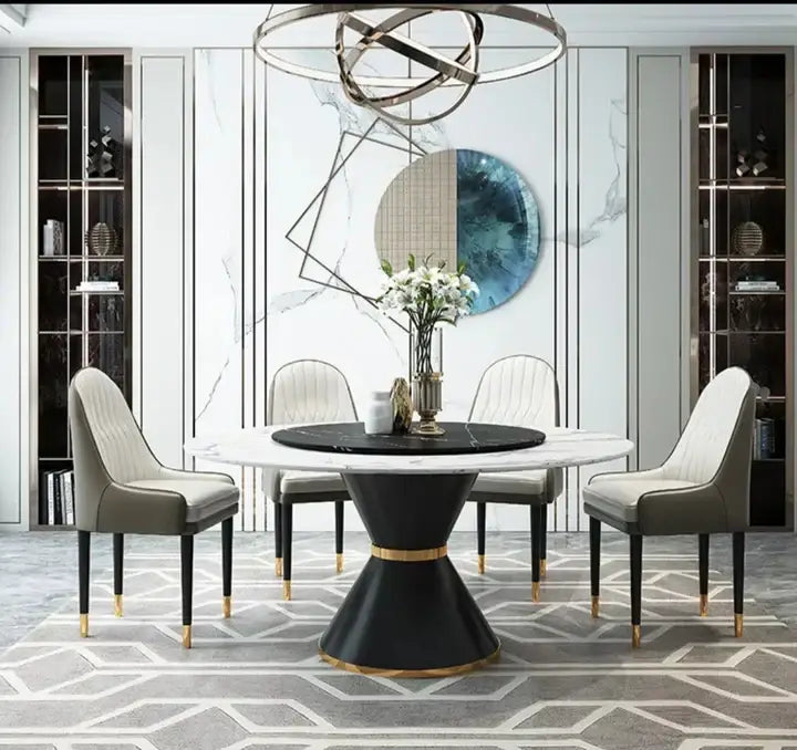 Genoa Round Stone Dining Table-GCC Home Center