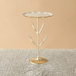 Load image into Gallery viewer, Glass Top Accent Table with Floral Base – 35x35x55 cm