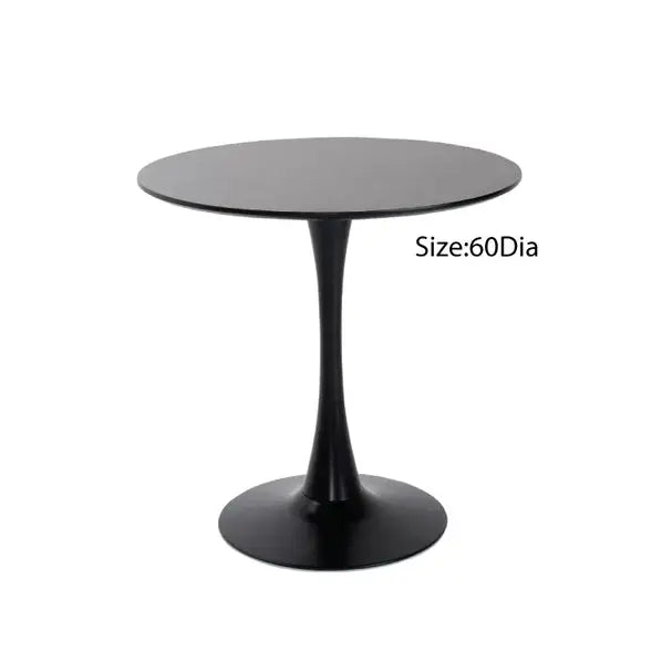 Glossy Round HDF Table with Powder-Coated Metal Legs