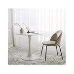 Load image into Gallery viewer, Glossy Round HDF Table with Powder-Coated Metal Legs