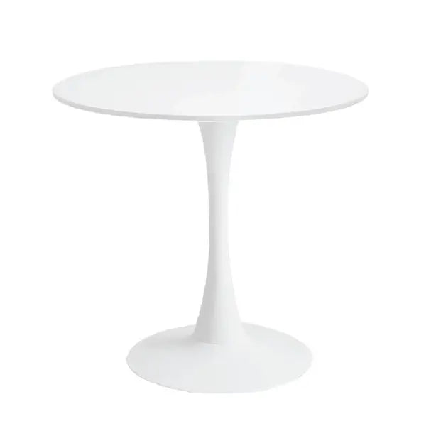 Glossy Round HDF Table with Powder-Coated Metal Legs