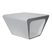Modern white and gray geometric coffee table with durable high density fiber construction and waterproof heat resistant finish