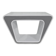 Modern gray and white geometric side table with sleek minimalist design made of durable high density fiber