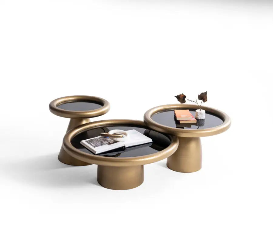 Gold Black Coffee Table Set – Modern Elegance in Three Sizes