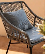Load image into Gallery viewer, Grey Rope Outdoor Balcony Chair Set with Black Table, Weather-Resistant Patio Furniture for Poolside, Garden &amp; Villa, Luxurious &amp; Comfortable Outdoor Seating