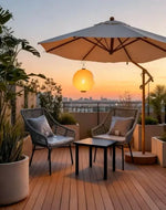 Load image into Gallery viewer, Grey Rope Outdoor Balcony Chair Set with Black Table, Weather-Resistant Patio Furniture for Poolside, Garden &amp; Villa, Luxurious &amp; Comfortable Outdoor Seating