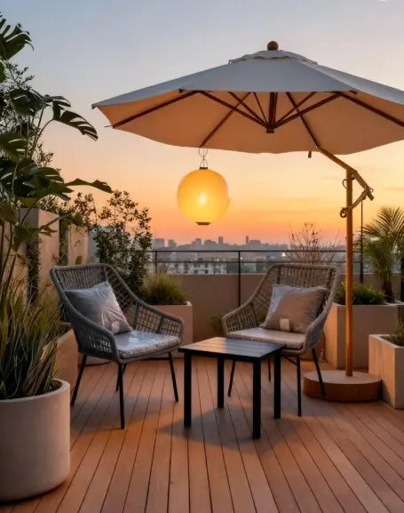 Grey Rope Outdoor Balcony Chair Set with Black Table, Weather-Resistant Patio Furniture for Poolside, Garden & Villa, Luxurious & Comfortable Outdoor Seating