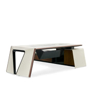 Modern Luxury Executive Office Table With Titanium Legs - White & Brown-GCC Home Center