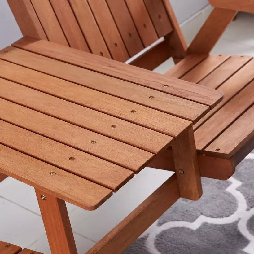 Handcrafted Outdoor Wooden Dining Set – 2-Seater