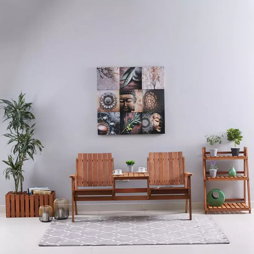 Handcrafted Outdoor Wooden Dining Set – 2-Seater