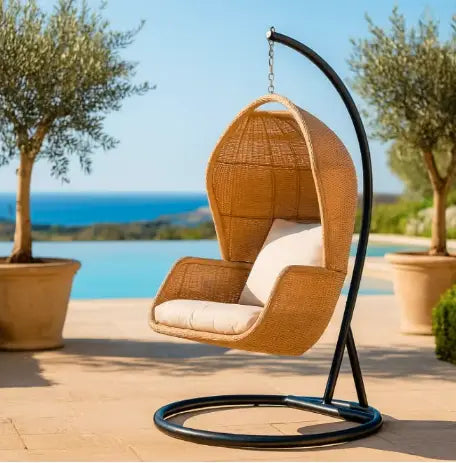 Hanging Egg Swing With Stand And Cushion For Garden, Balcony, And Bedroom