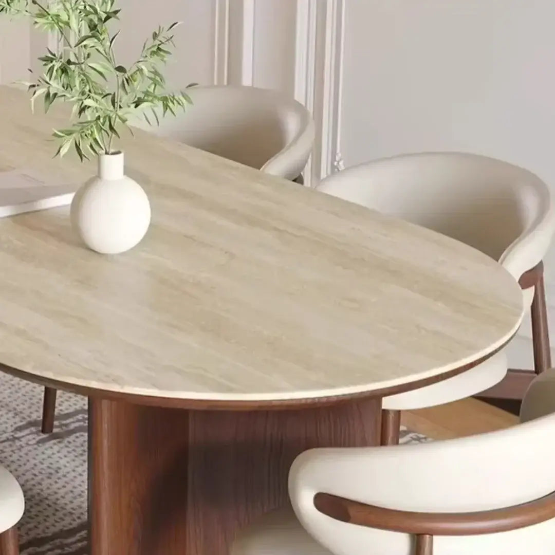 Harmony 6 Seater Dining Table Set with Limestone Top