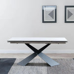 Load image into Gallery viewer, Hayden White Ceramic 4-8 Seater Extending Dining Table with Black Cross Base-GCC Home Center