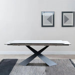 Load image into Gallery viewer, Hayden White Ceramic 4-8 Seater Extending Dining Table with Black Cross Base-GCC Home Center