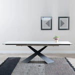 Load image into Gallery viewer, Hayden White Ceramic 4-8 Seater Extending Dining Table with Black Cross Base-GCC Home Center