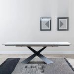 Load image into Gallery viewer, Hayden White Ceramic 4-8 Seater Extending Dining Table with Black Cross Base-GCC Home Center
