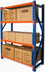 Load image into Gallery viewer, Heavy Duty 4-Tier Metal Warehouse Racking &amp; Garage Storage Shelving Units (300kg Per Shelf Capacity, H250 x W60 x L200 cm, Blue &amp; Orange)