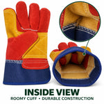 Load image into Gallery viewer, Heavy Duty Split Leather Work Gloves – Double Gun Palm, Reinforced Thumb, Mixed Colours, 120 Pairs Carton