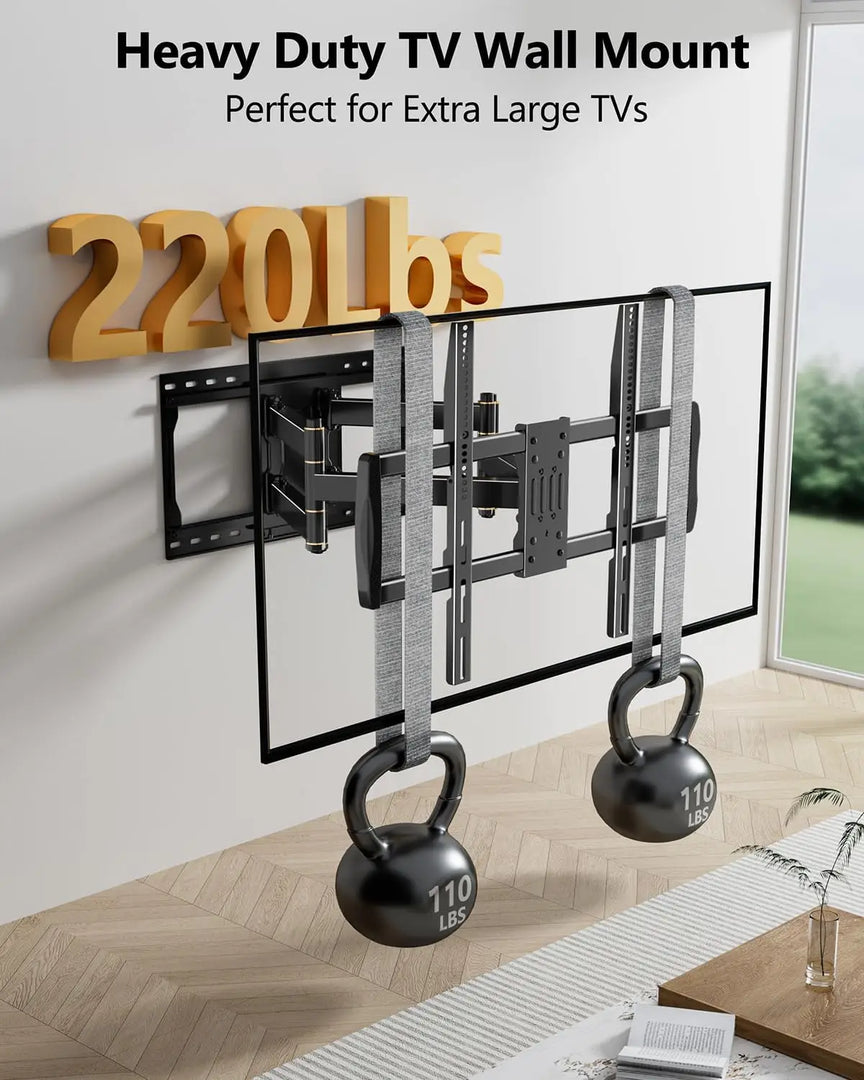 Heavy Duty TV Wall Mount for 42-110" TVs up to 220lbs with 8.2" Sliding Moving for Screen Centering, Full Motion TV Mount Fit 24"-16" Studs with Swivel,Tilt&Level, Max VESA 800x600mm