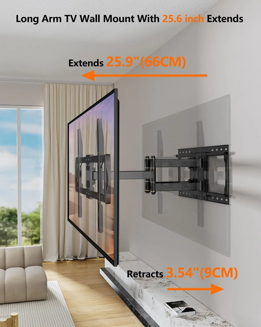 Heavy Duty TV Wall Mount for 42-110" TVs up to 220lbs with 8.2" Sliding Moving for Screen Centering, Full Motion TV Mount Fit 24"-16" Studs with Swivel,Tilt&Level, Max VESA 800x600mm