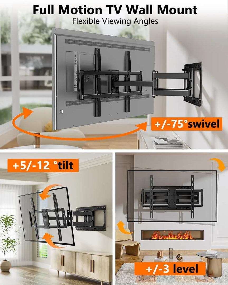 Heavy Duty TV Wall Mount for 42-110" TVs up to 220lbs with 8.2" Sliding Moving for Screen Centering, Full Motion TV Mount Fit 24"-16" Studs with Swivel,Tilt&Level, Max VESA 800x600mm