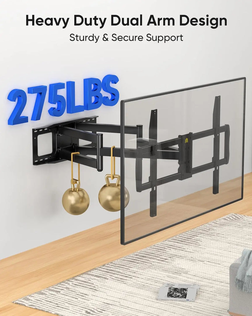 Heavy Duty XXL Full Motion TV Wall Mount for 55-120 inch Extra Large TVs 98" 100",Holds 275 lbs, Max VESA 900x600, 42.9" Extension Long Arm TV Mount Swivel,Tilt,Preassembled,16-24” Studs