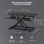 Load image into Gallery viewer, Height Adjustable Standing Desk 32” Wide Sit to Stand Converter Stand Up Desk Tabletop Workstation for Laptops Dual Monitor Riser Black SD309101WB