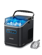 Load image into Gallery viewer, HiCOZY Clear View Ice Maker Countertop, Self-Cleaning Ice Machine with Ambient Lights, Ice in 6Mins, 26 lbs/Day, 2 Sizes of Bullet Ice for Apartment/Kitchen/Office/Home Bar,Black