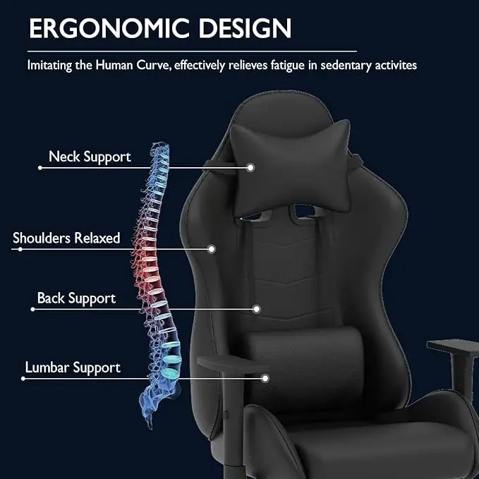 High Back Ergonomic Swivel Gaming Chair With Adjustable Backrest-GCC Home Center