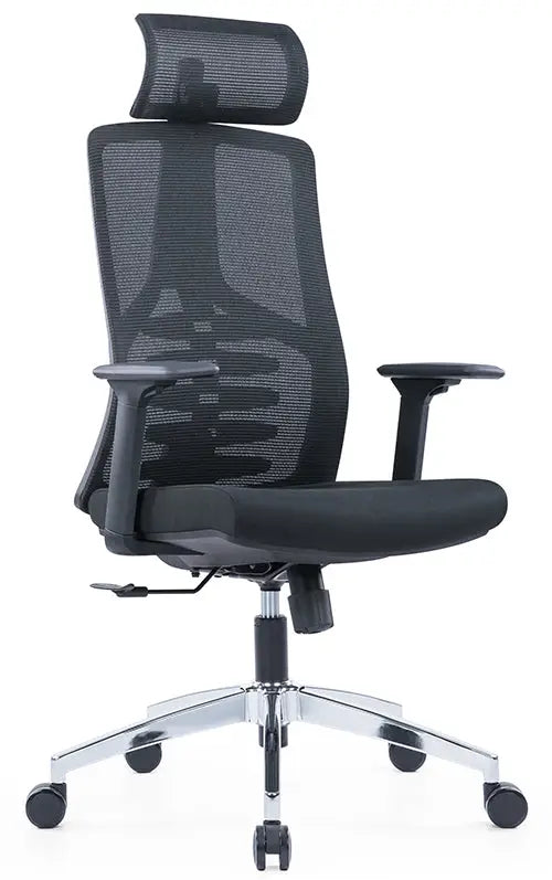 High Back Ergonomic Swivel Office Chair – Mesh Design with Adjustable Headrest & Lumbar Support