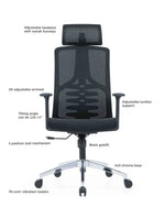 Load image into Gallery viewer, High Back Ergonomic Swivel Office Chair – Mesh Design with Adjustable Headrest &amp; Lumbar Support