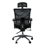 Load image into Gallery viewer, High back office chair in black mesh with adjustable headrest and chrome base for ergonomic support