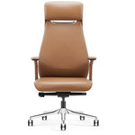 Load image into Gallery viewer, High back office chair brown tan leather executive design with chrome base and casters for office use