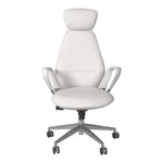 Load image into Gallery viewer, White leather high back office chair with chrome base and casters for ergonomic workspace seating