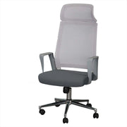 High Back Office Chair With Height Adjustable And Swivel Wheels - Grey-GCC Home Center
