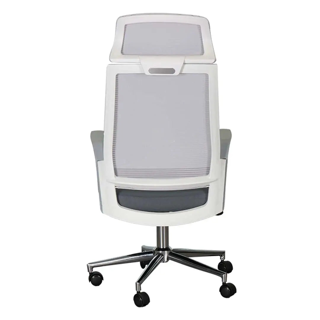 High Back Office Chair With Height Adjustable And Swivel Wheels - Grey-GCC Home Center