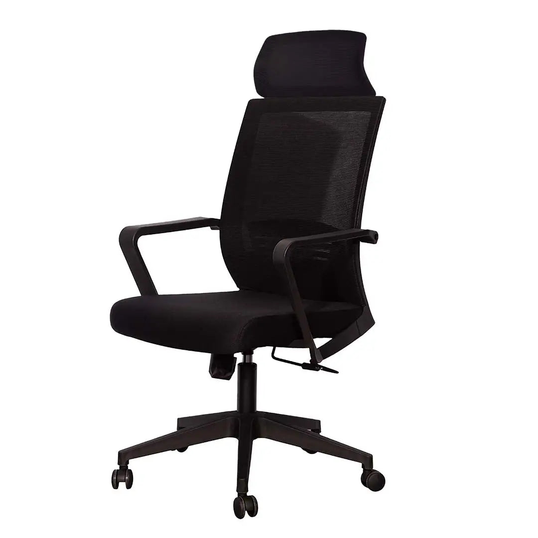 High Back Office Chair With Height Adjustable, Lumbar Support And 5 Swivel Wheels-GCC Home Center