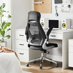 Load image into Gallery viewer, High Back Office Mesh Chair Swivel Adjustable Chair Mesh Backrest with Headrest and Flip Up Armrests Chair Black for Home, Office, Study Room-GCC Home Center