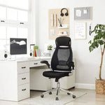 Load image into Gallery viewer, High Back Office Mesh Chair Swivel Adjustable Chair Mesh Backrest with Headrest and Flip Up Armrests Chair Black for Home, Office, Study Room-GCC Home Center
