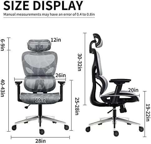 High Back Thick Cushion Computer Chair with Headrest and 3D Armrests, Adjustable Height Home Gaming Chair (Grey),-GCC Home Center