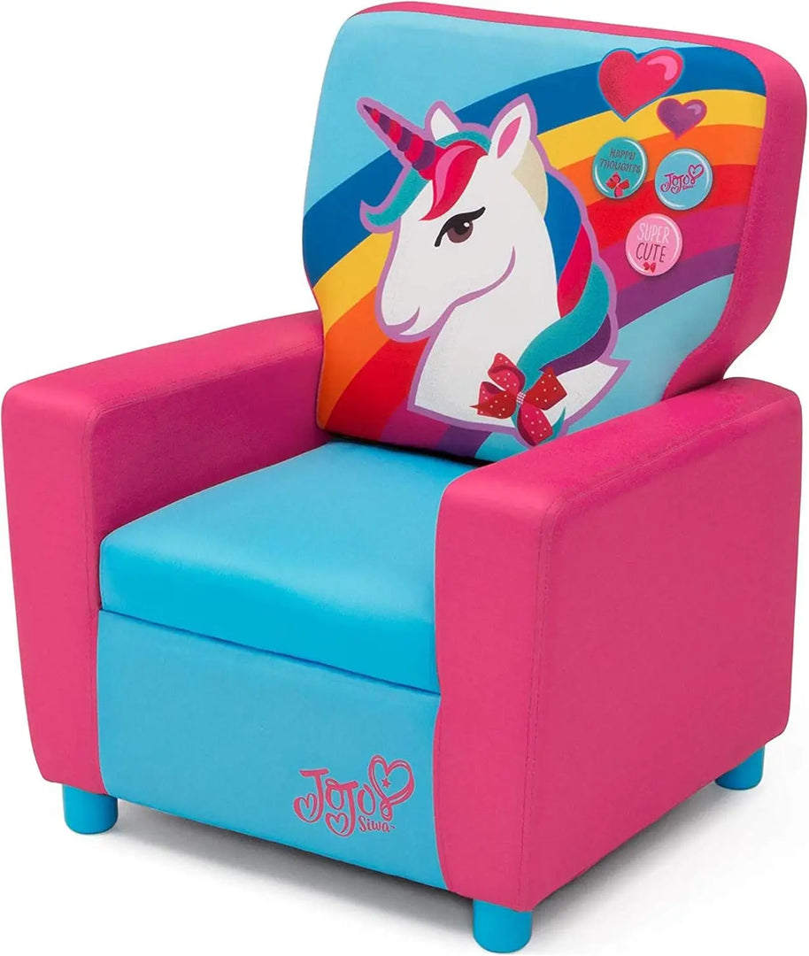 High Back -Unicorn Printed Upholstered stylish Chair -pink and sky blue