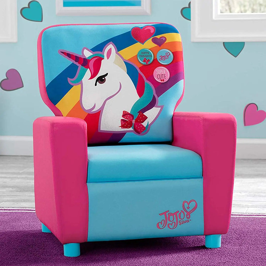 High Back -Unicorn Printed Upholstered stylish Chair -pink and sky blue
