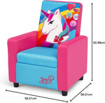 Load image into Gallery viewer, High Back -Unicorn Printed Upholstered stylish Chair -pink and sky blue