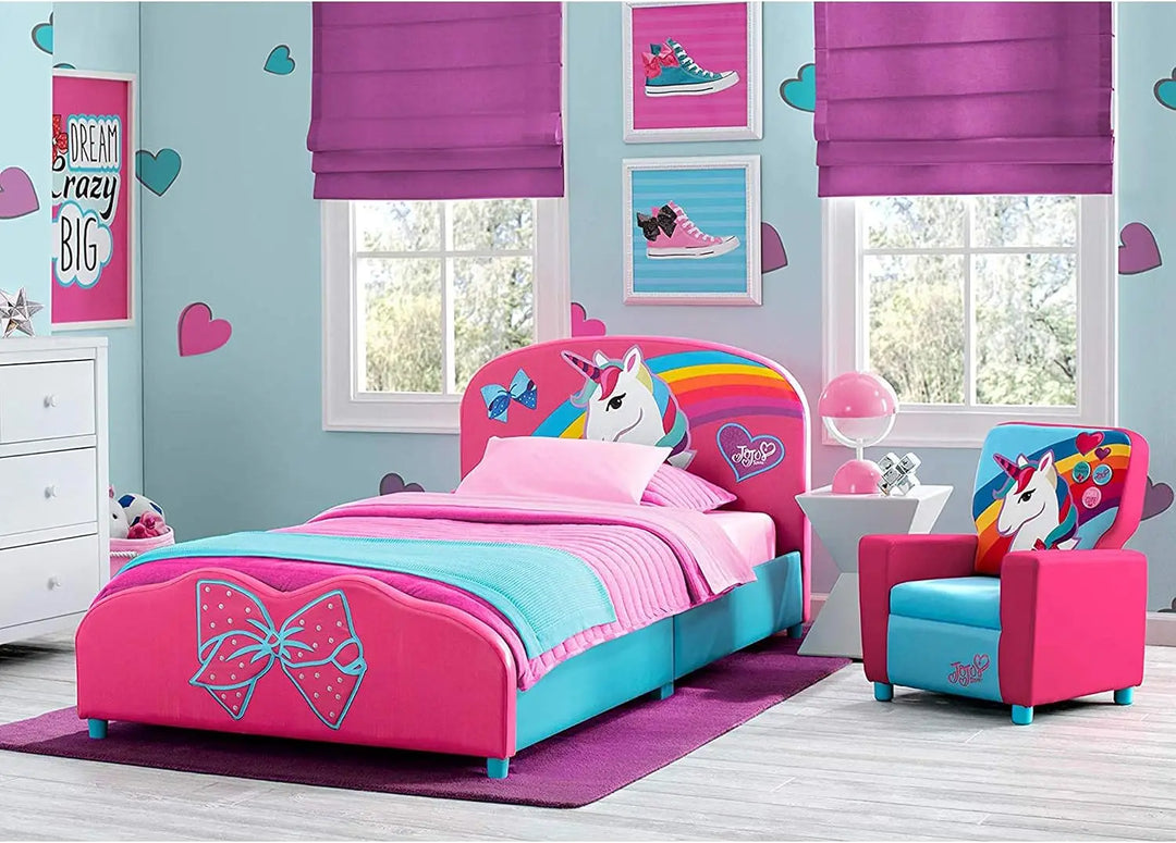 High Back -Unicorn Printed Upholstered stylish Chair -pink and sky blue