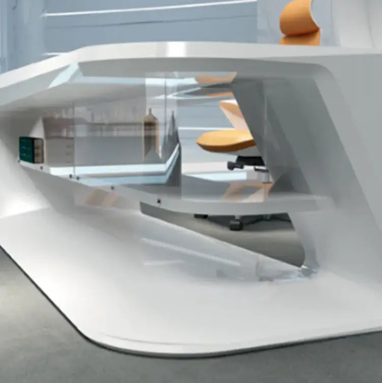 High-End Executive Office Desk with Filing Cabinet, Walnut Finish, Modern CEO Workstation-GCC Home Center