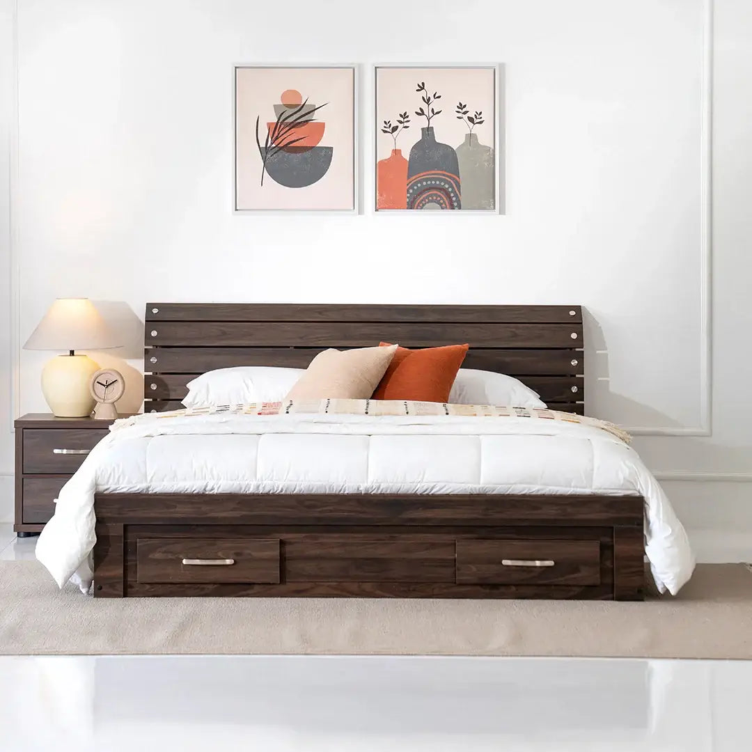High-Quality Bed with Drawers And Headboard